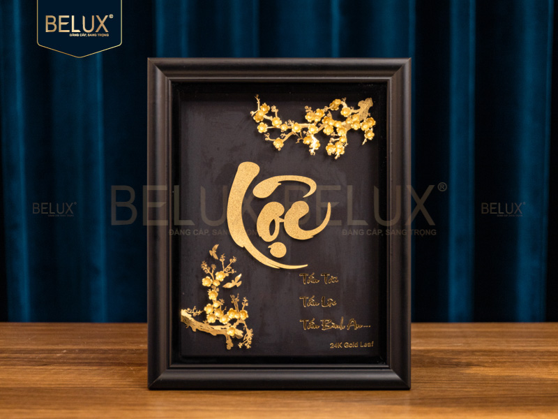 Tranh Chữ Lộc Dát Vàng 24k 25x20cm